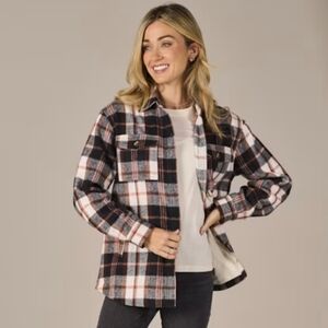 Natural Reflections Plaid Button Down Shirt - Black, White, Red